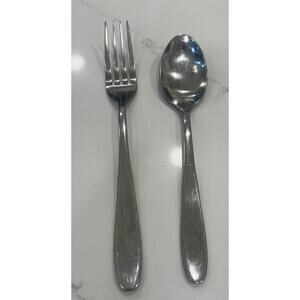 Vtg Robinson Reposa Glossy Stainless 18/10 Flatware Dinner Fork and Teaspoon MCM